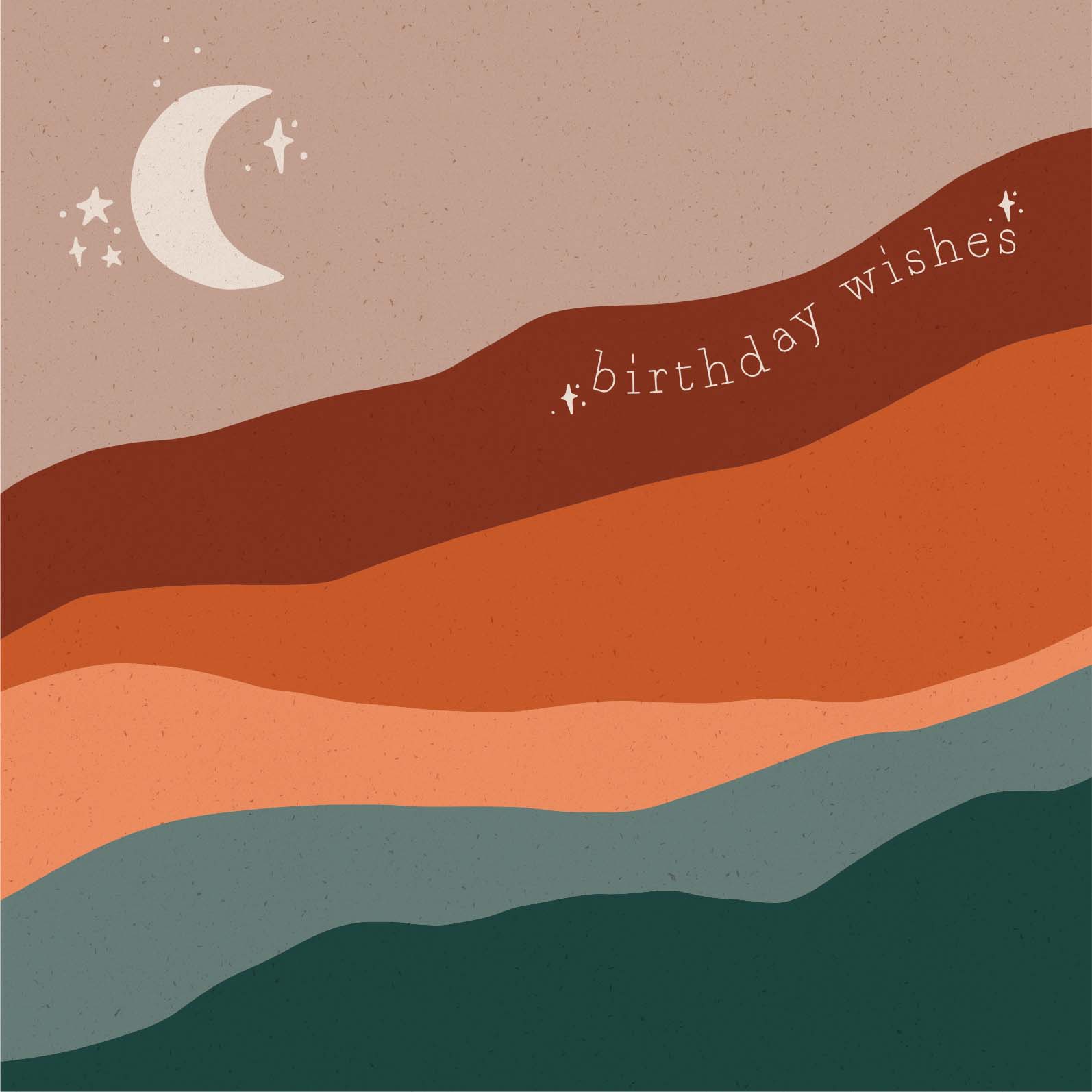 Greeting Card Rust - MOON BIRTHDAY
